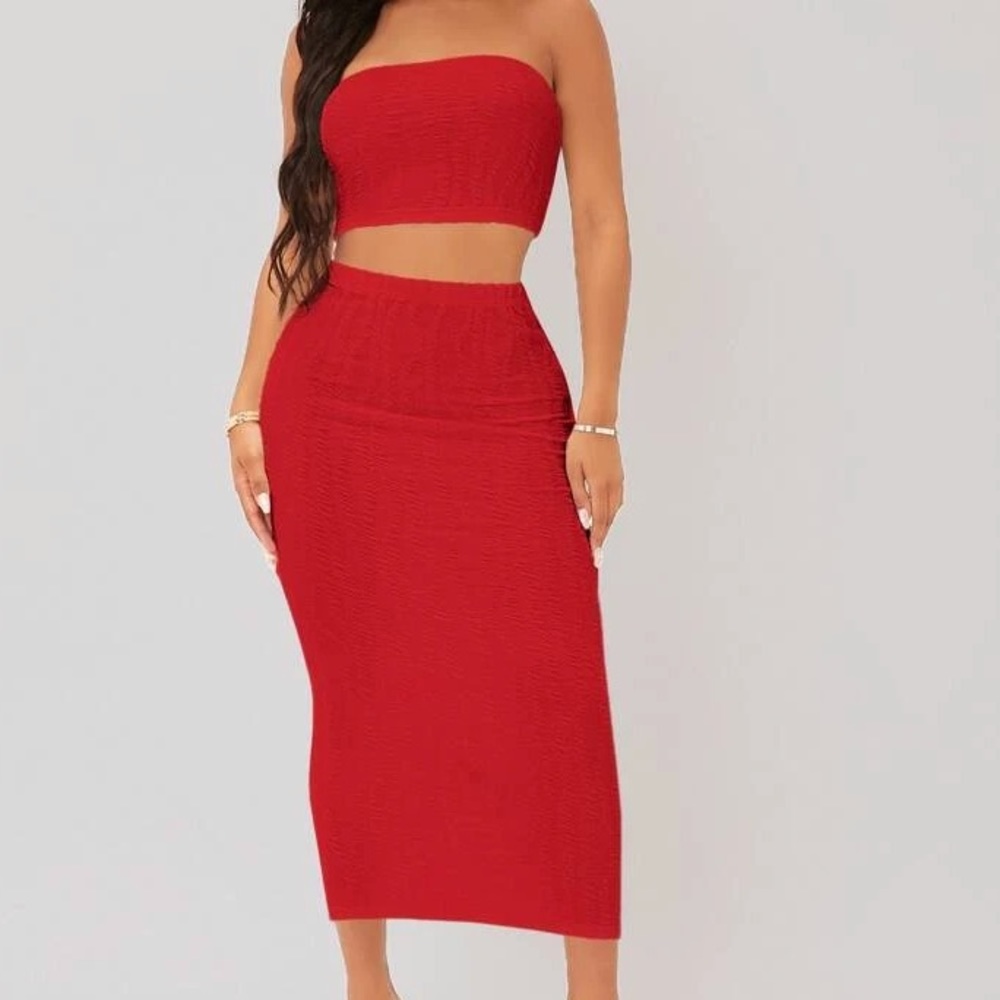 2 piece tube top & long skirt set